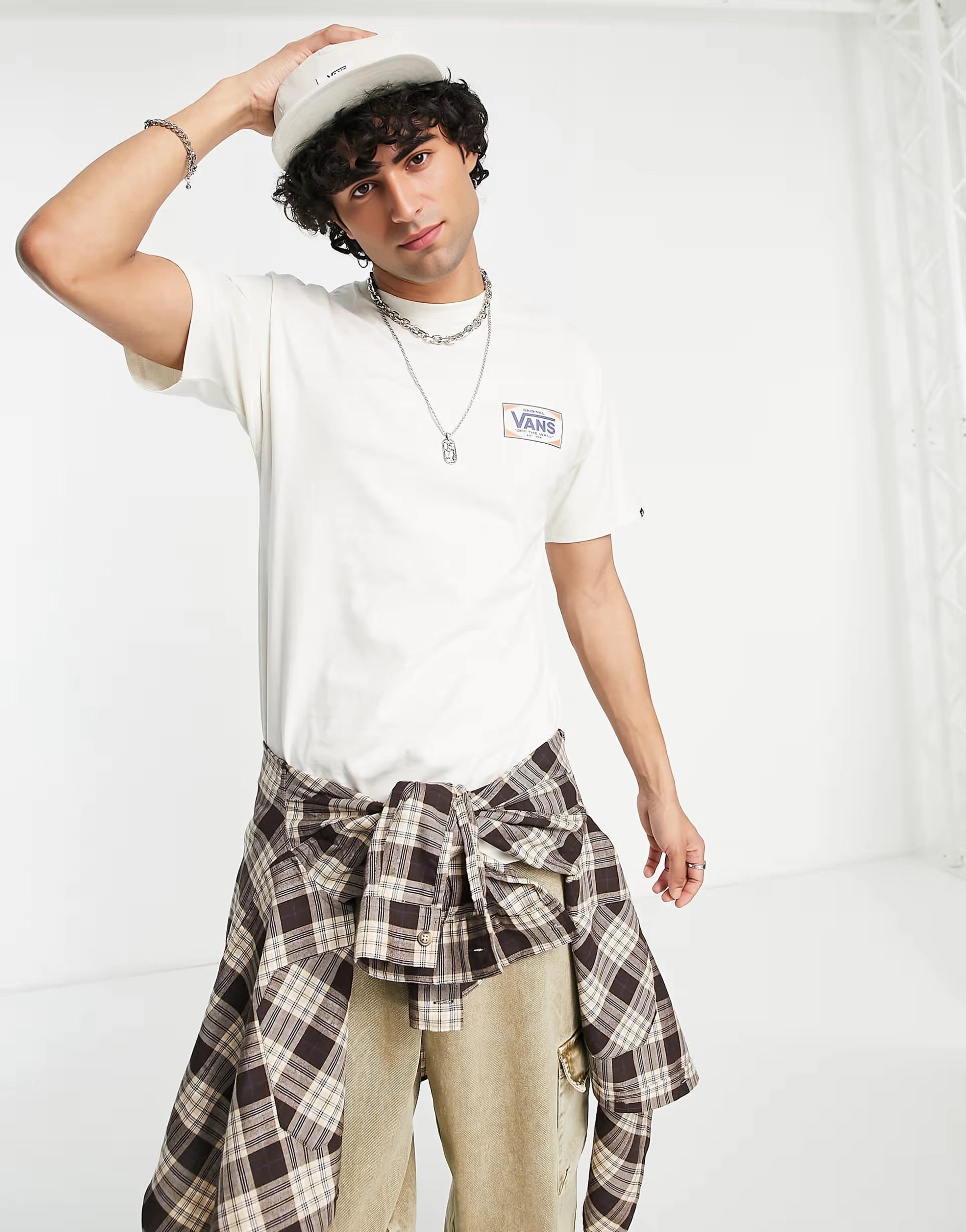 Vans Mens Box Logo Back Print T-Shirt In Off White