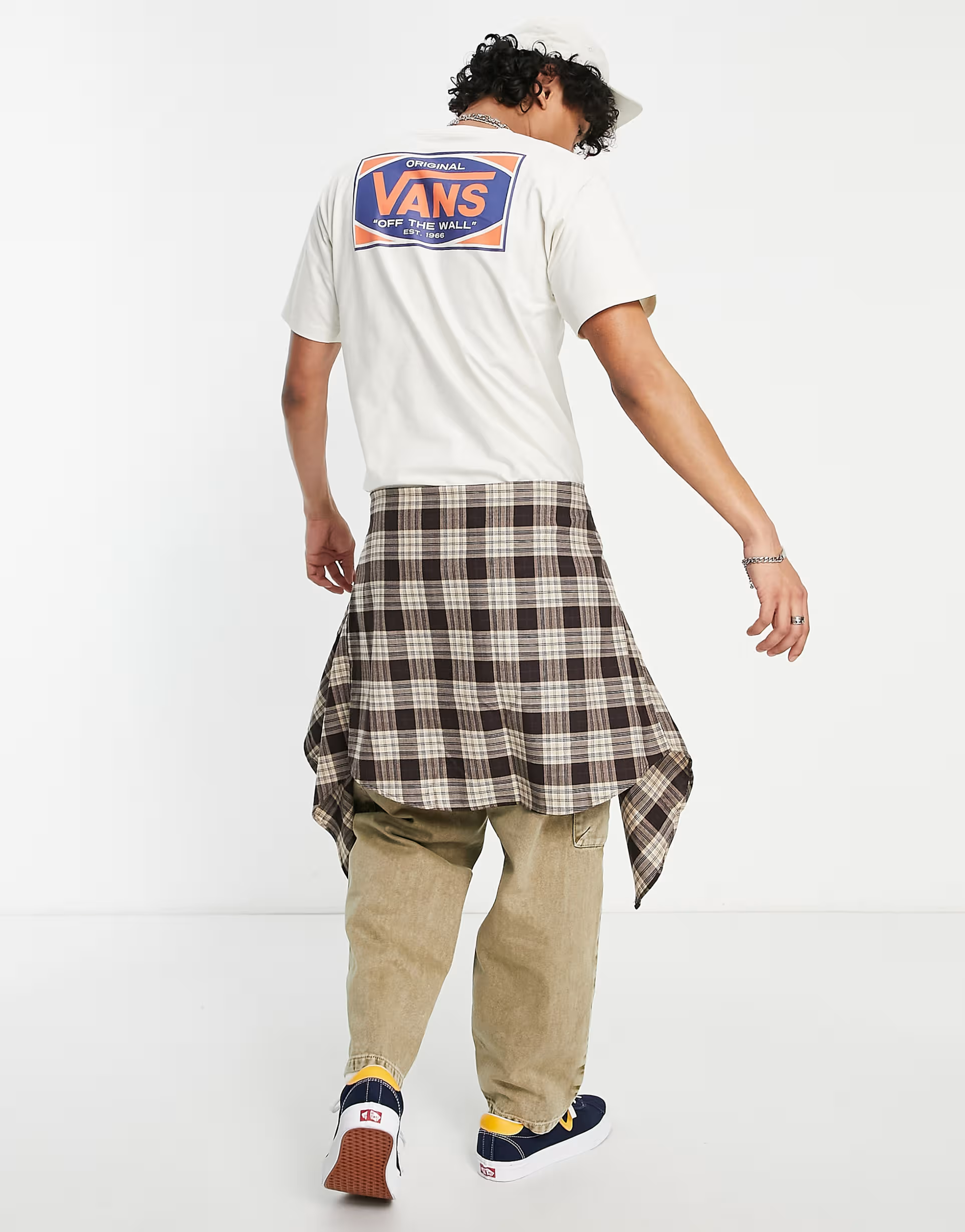 Vans Mens Box Logo Back Print T-Shirt In Off White