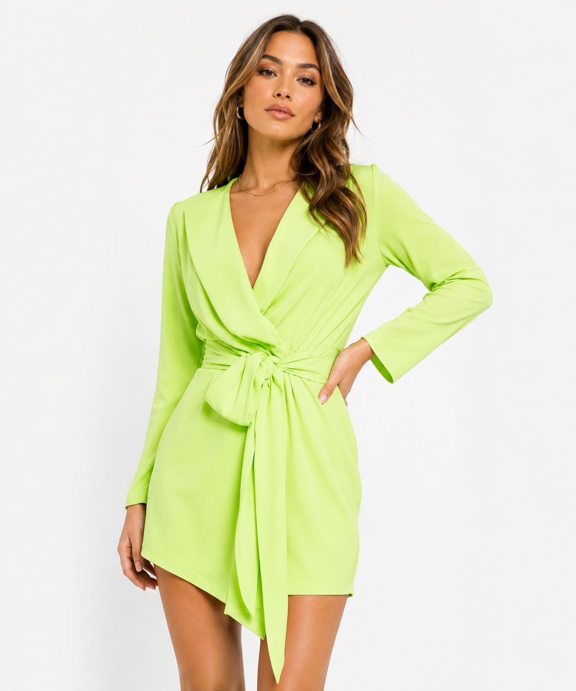 In The Style Womens Tie Front Blazer In Green