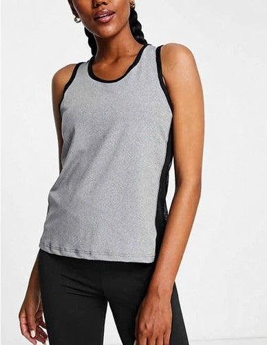 Threadbare Fitness Womens Gym Vest With Mesh insert in Grey Marl In Grey