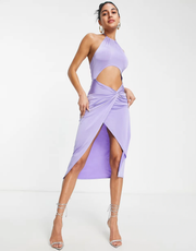 First Distraction Womens The Label Cut Out Midi In Purple