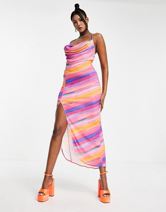 First Distraction Womens The Label Cowl Neck In Multi