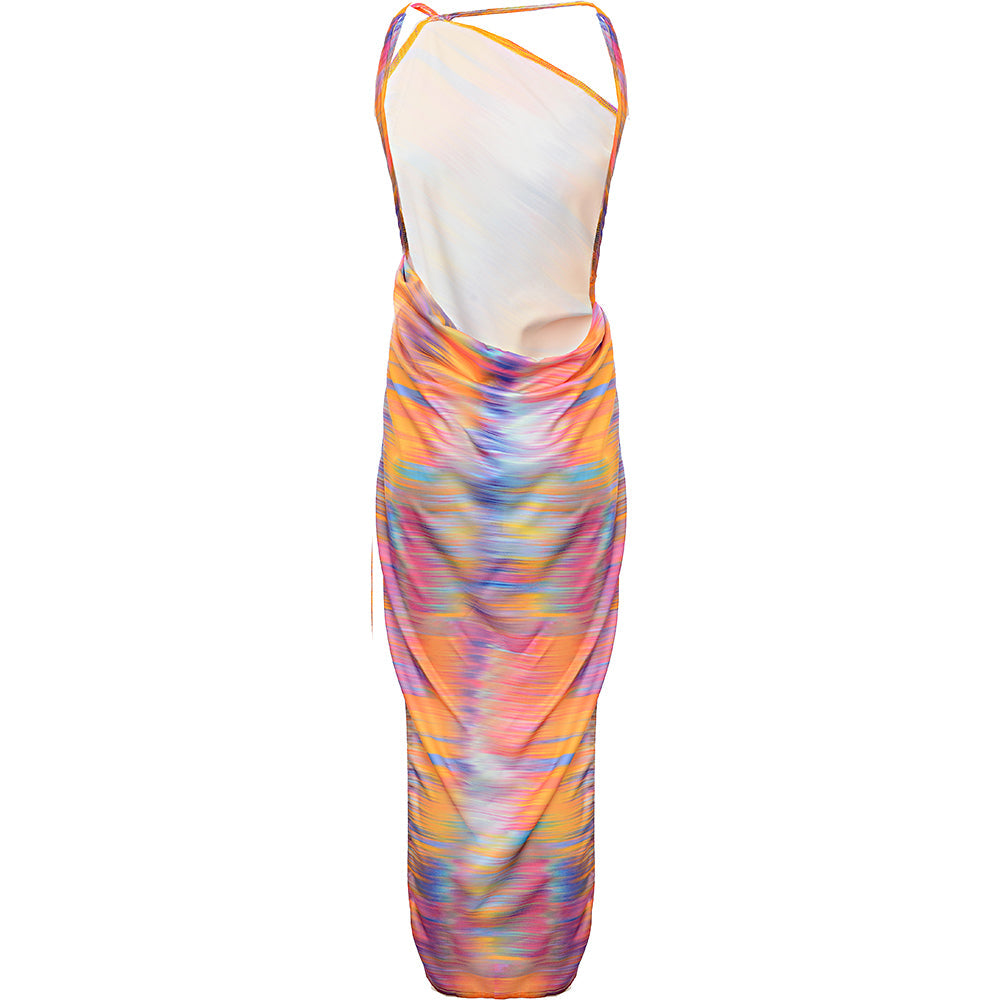 First Distraction Womens The Label Satin Open Back Dress in Multicoloured