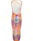 First Distraction Womens The Label Satin Open Back Dress in Multicoloured