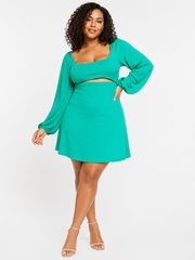 In The Style Plus Womens X Liberty  Cut Out Waist Mini Skater Dress In Green