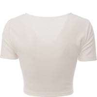 The Frolic Womens White Cut-Out Detail Crop Top