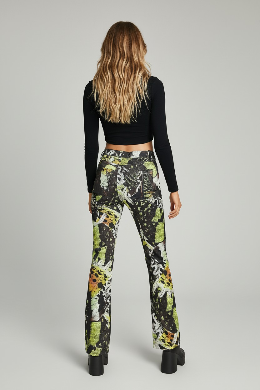 Jaded London Womens Boyfriend Fit Satin Trousers in Western Rose Print