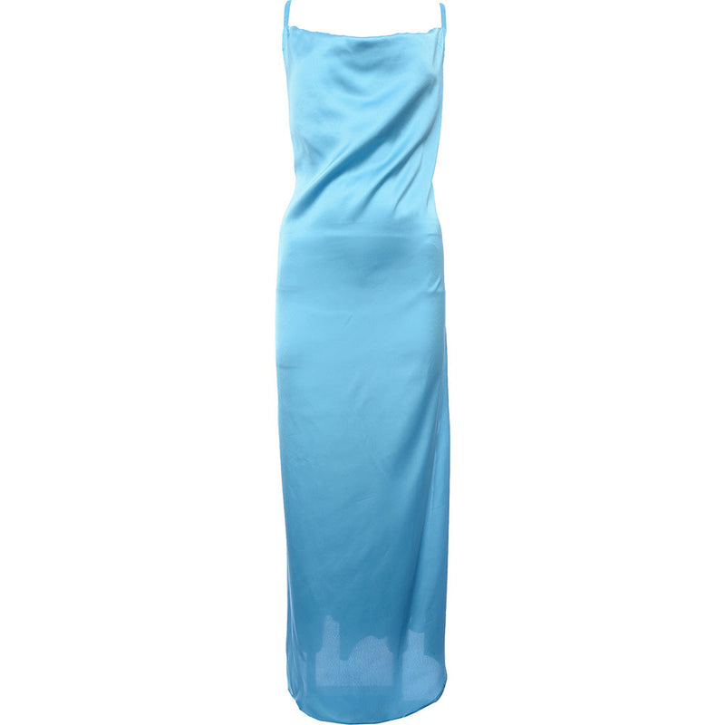 AX Paris Womens Cyan Blue Satin Slip Dress