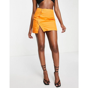 Missyempire Womens Side Button Skirt In Orange