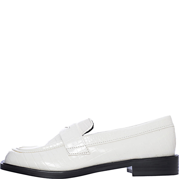 Shellys London Women's White Croc Power Loafer