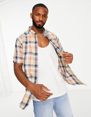 Ben Sherman Mens Short Sleeve Check Shirt In Red