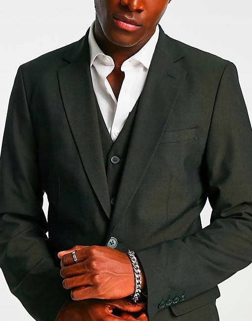 Bolongaro Trevor Mens Skinny Suit Jacket in Khaki