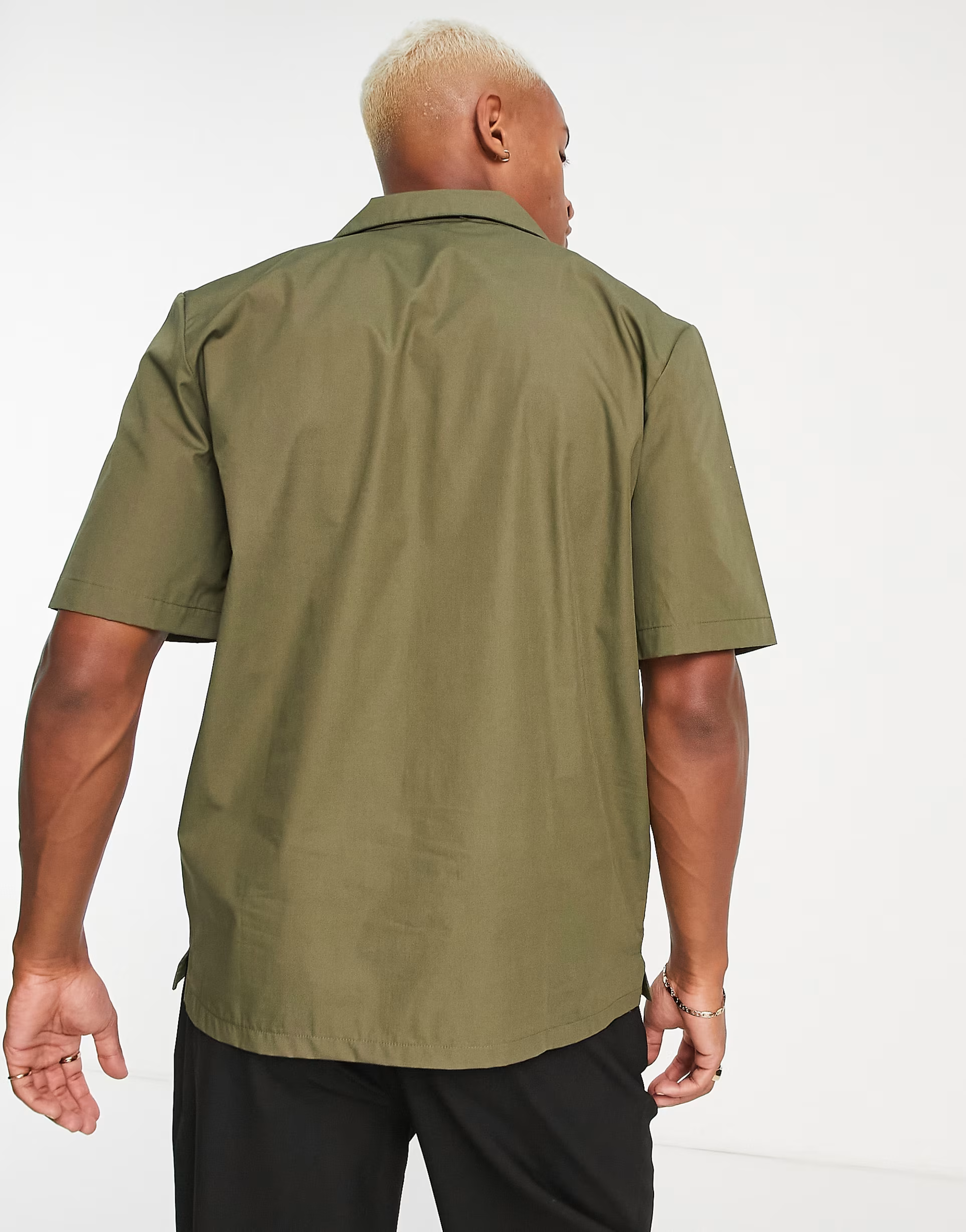 Bando Mens Short Sleeve Revere Collar Shirt in Khaki