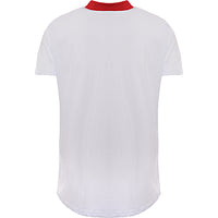 American Stitch Mens White Stripe Polo Shirt with Contrast Collar