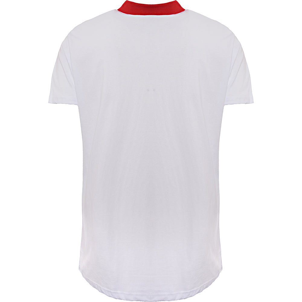 American Stitch Mens Stripe Polo Shirt With Contrast Collar In White