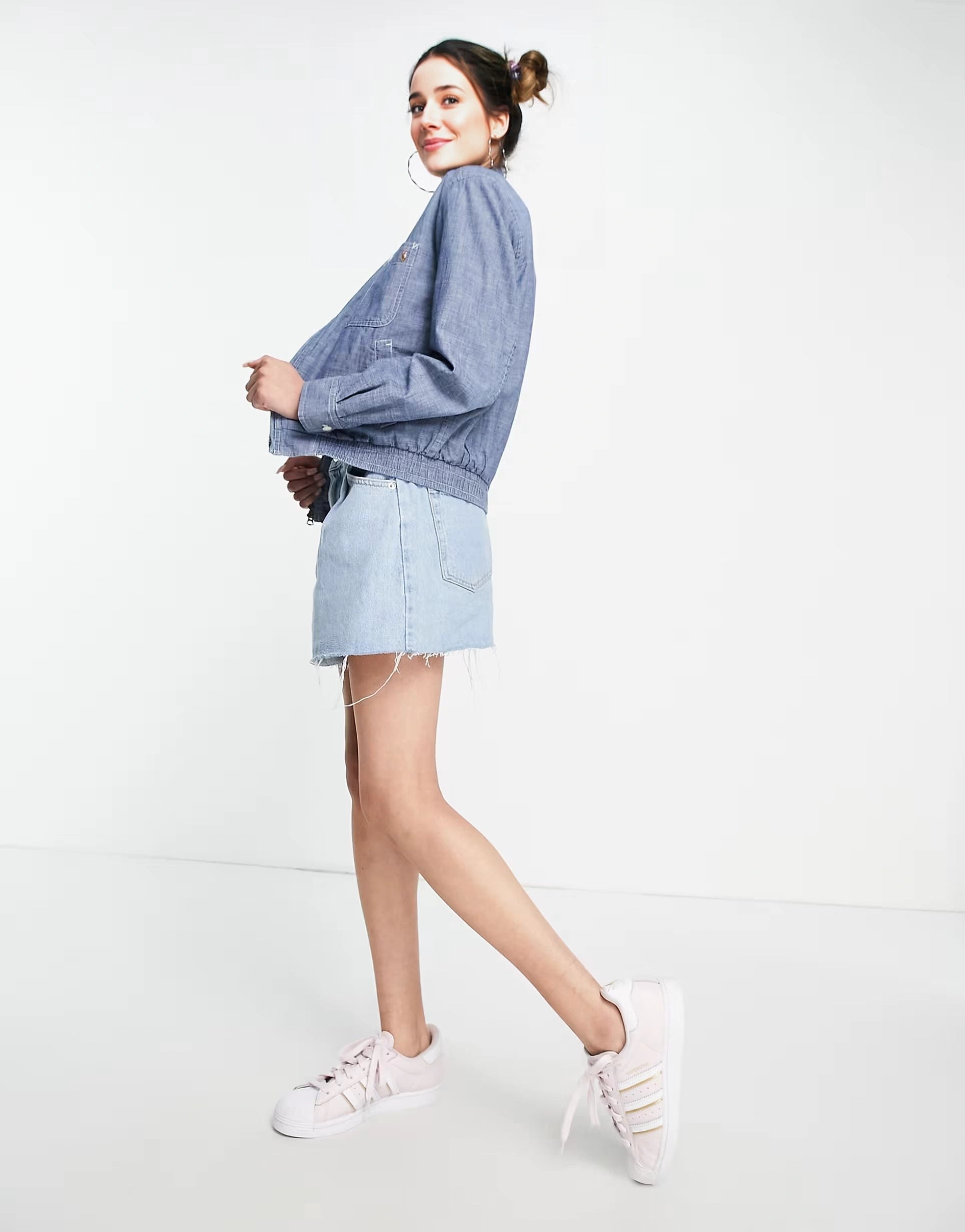 Womens Polo Ralph Lauren Windbreaker Icon Logo Jacket in Chambray