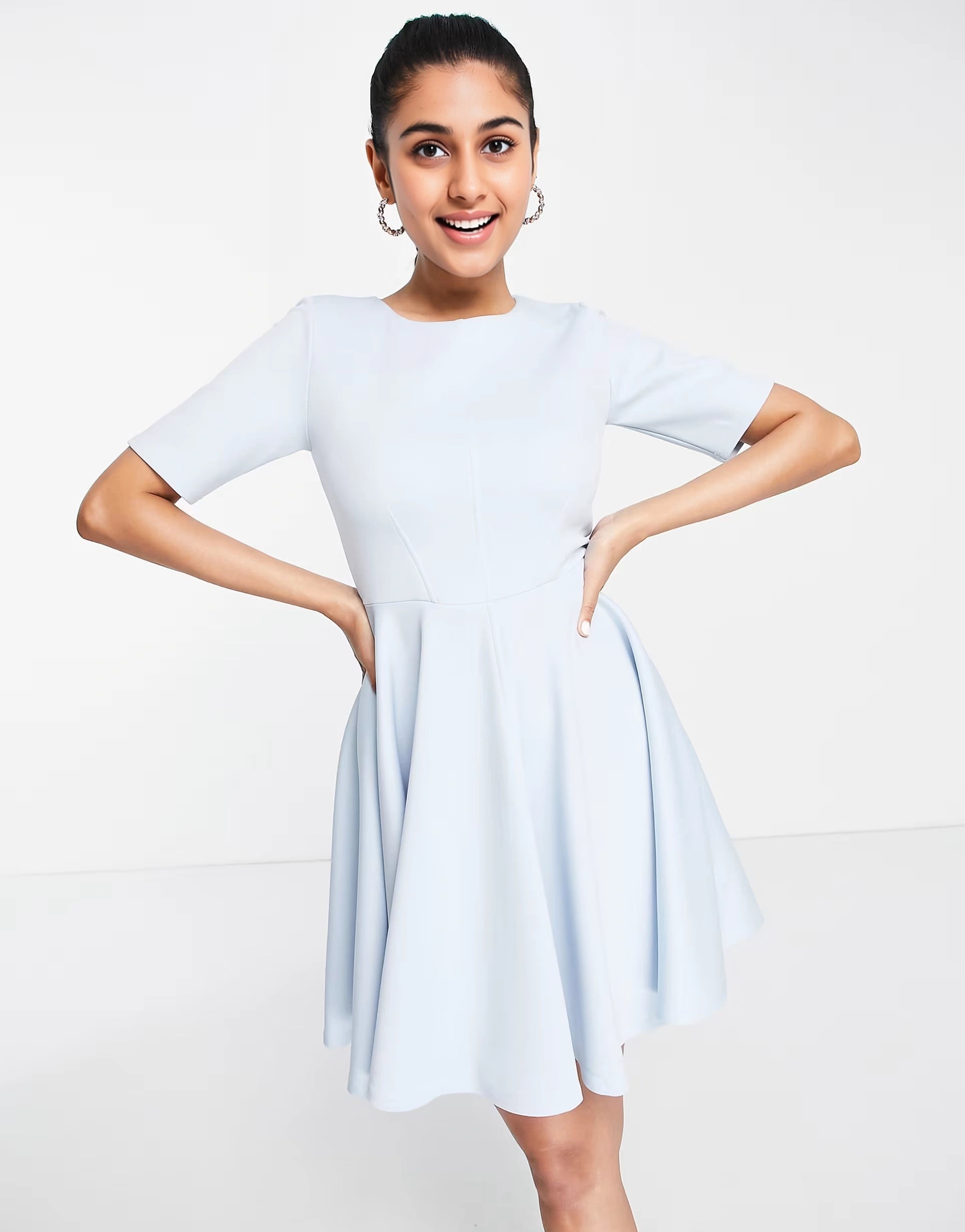 Closet London Womens Scuba Mini Prom Dress In Light Blue