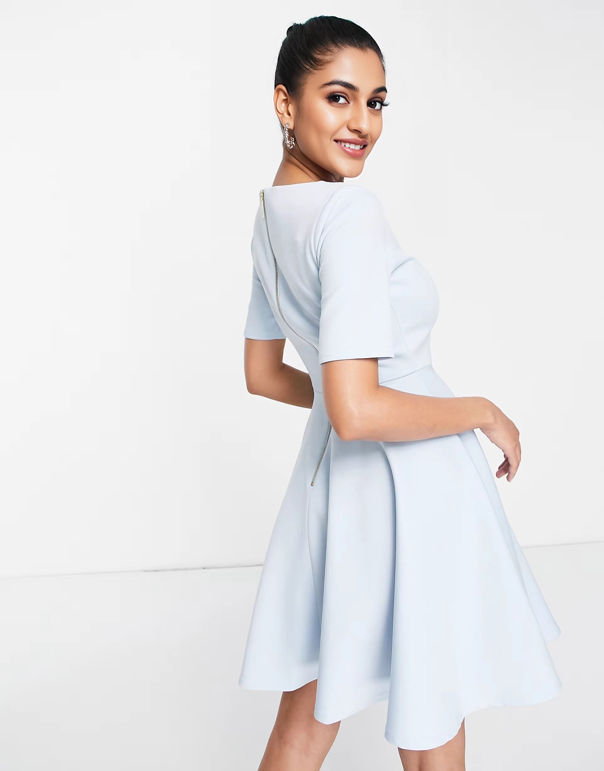 Closet London Womens Scuba Mini Prom Dress In Light Blue