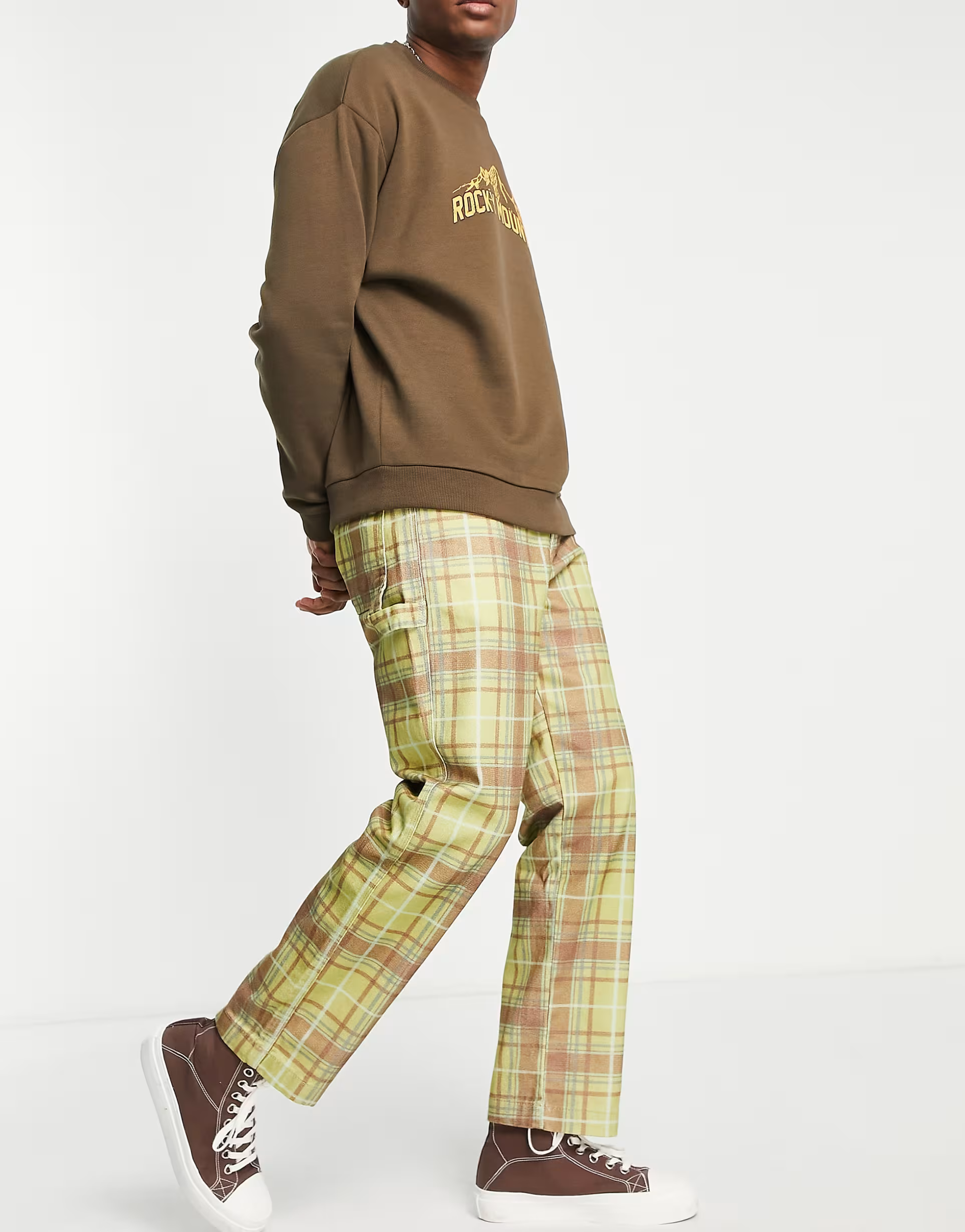 Kickers Mens Checked Drill Trousers In Multi