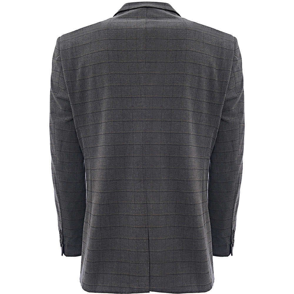 Bando Mens Slim Fit Suit Jacket in Grey Check