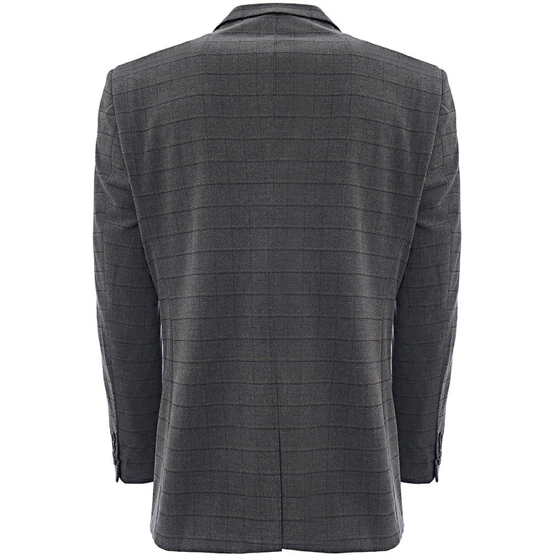 Bando Mens Slim Fit Suit Jacket in Grey Check