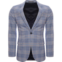 Bando Men's Blue Check Slim Suit Jacket