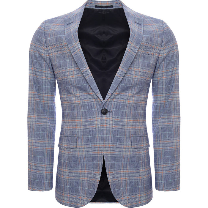 Bando Men's Blue Check Slim Suit Jacket