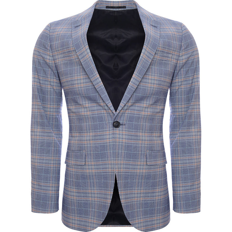 Bando Men's Blue Check Slim Suit Jacket