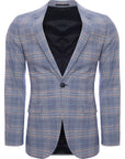 Bando Men's Blue Check Slim Suit Jacket