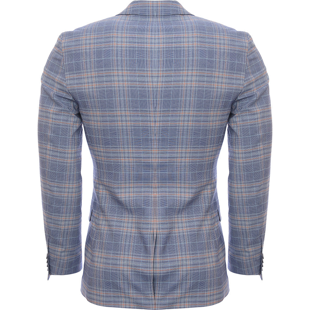 Bando Men's Blue Check Slim Suit Jacket