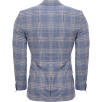 Bando Men's Blue Check Slim Suit Jacket