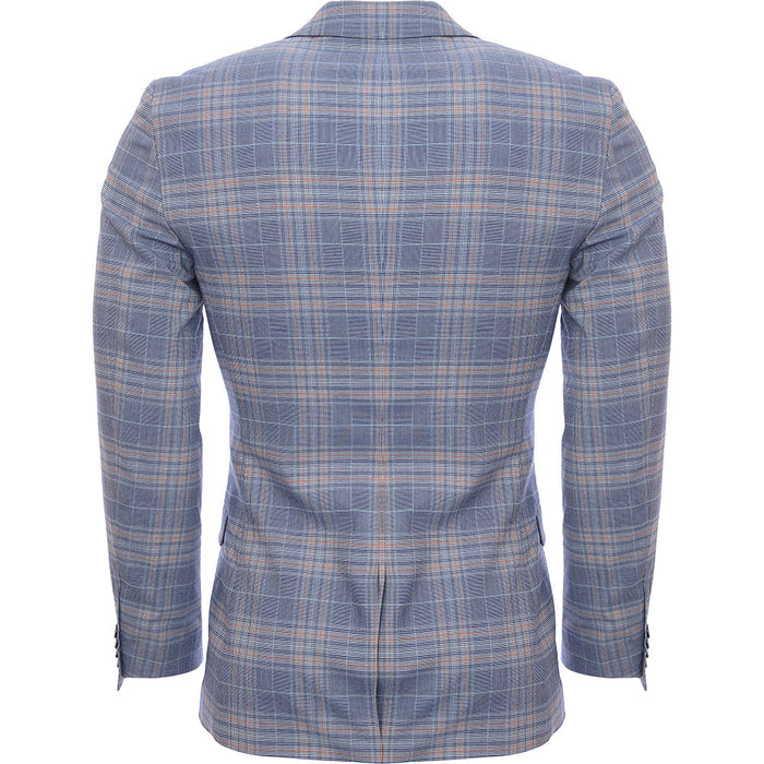 Bando Men's Blue Check Slim Suit Jacket