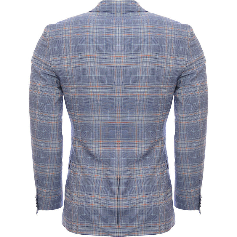 Bando Men's Blue Check Slim Suit Jacket