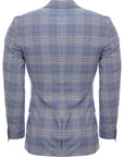 Bando Men's Blue Check Slim Suit Jacket