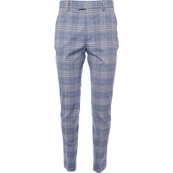 Bando Men's Navy Check Slim Suit Trousers