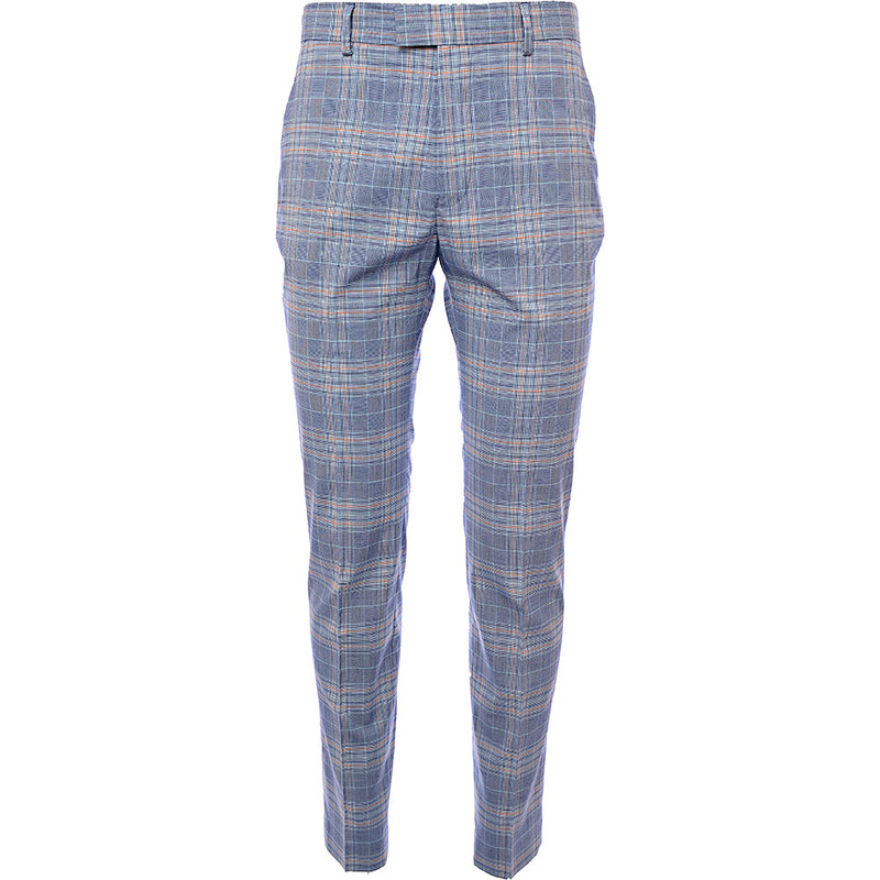 Bando Men's Navy Check Slim Suit Trousers