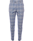 Bando Men's Navy Check Slim Suit Trousers