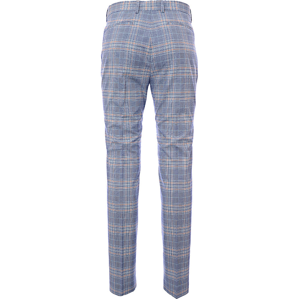 Bando Men&#39;s Navy Check Slim Suit Trousers