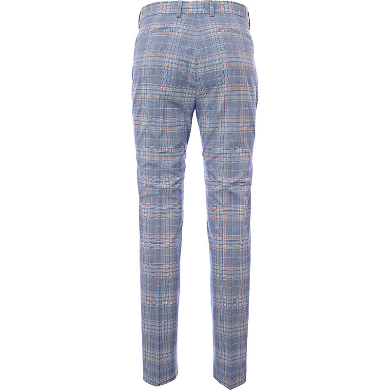 Bando Men's Navy Check Slim Suit Trousers