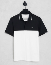 Calvin Klein Mens Liquid Touch Blocking Logo Polo in White/Black