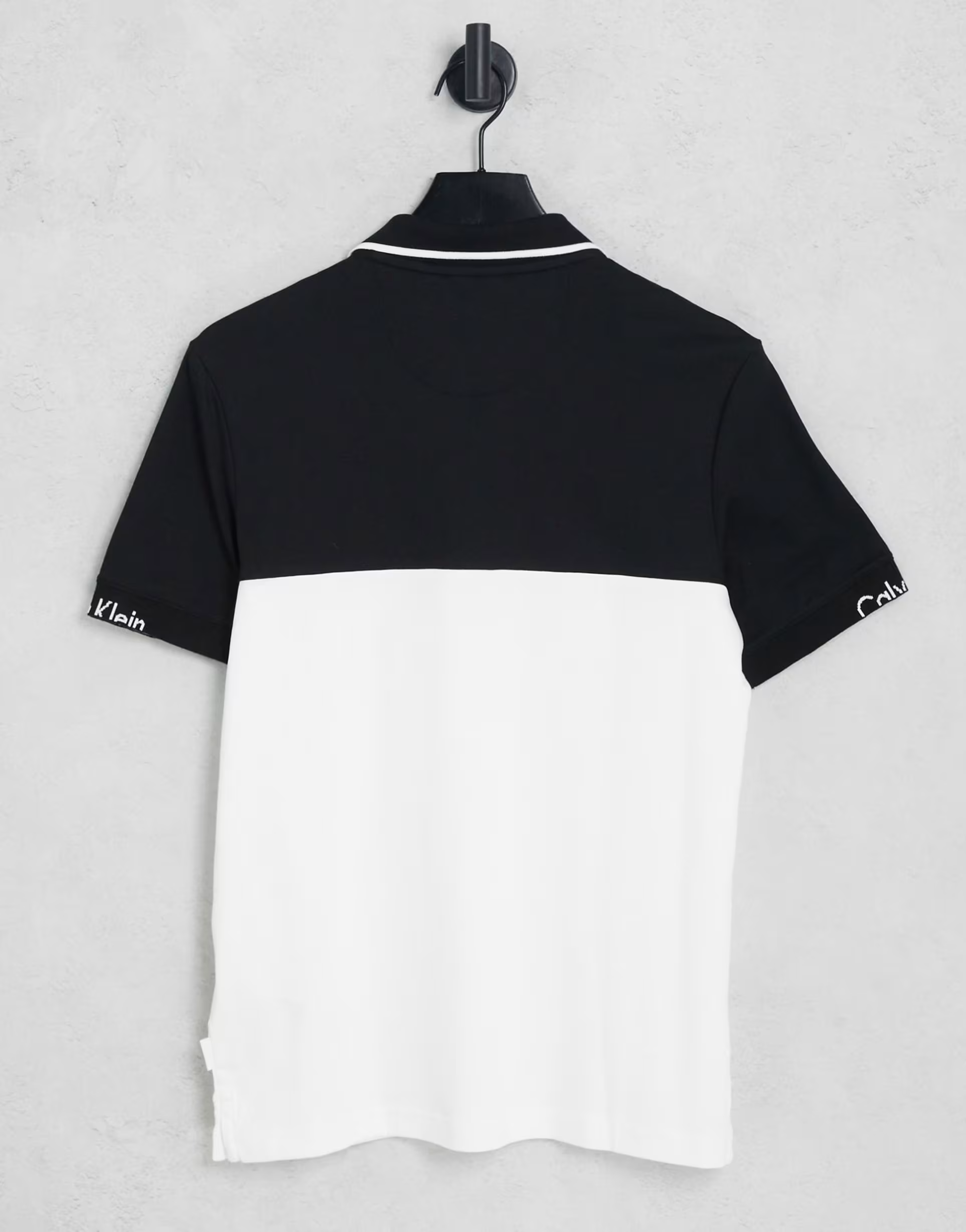 Calvin Klein Mens Liquid Touch Blocking Logo Polo in White/Black