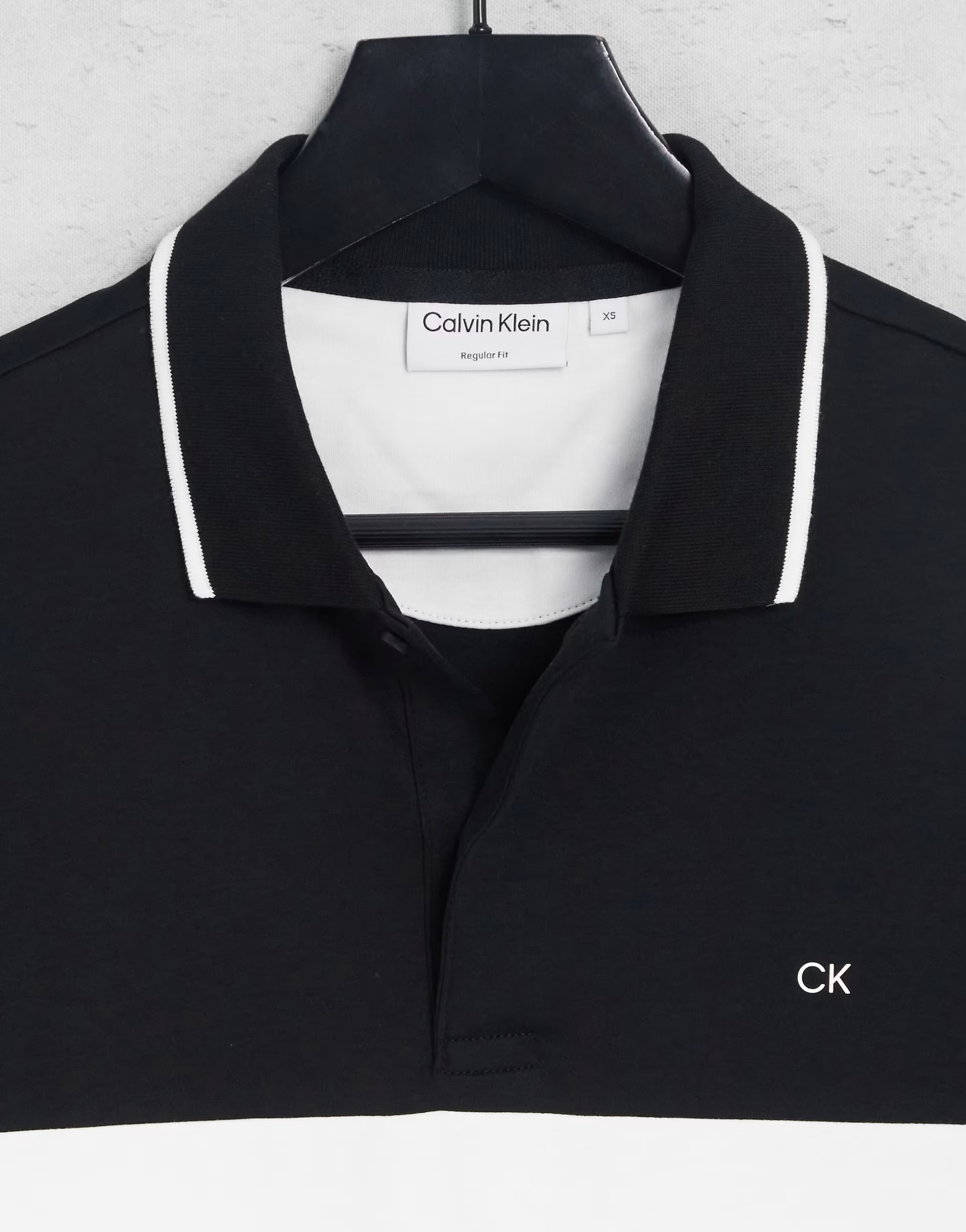 Calvin Klein Mens Liquid Touch Blocking Logo Polo in White/Black