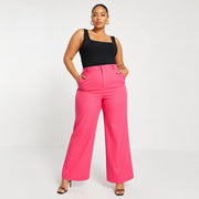 NaaNaa Plus Womens High Waisted Straight Leg Trouser in Fuschia
