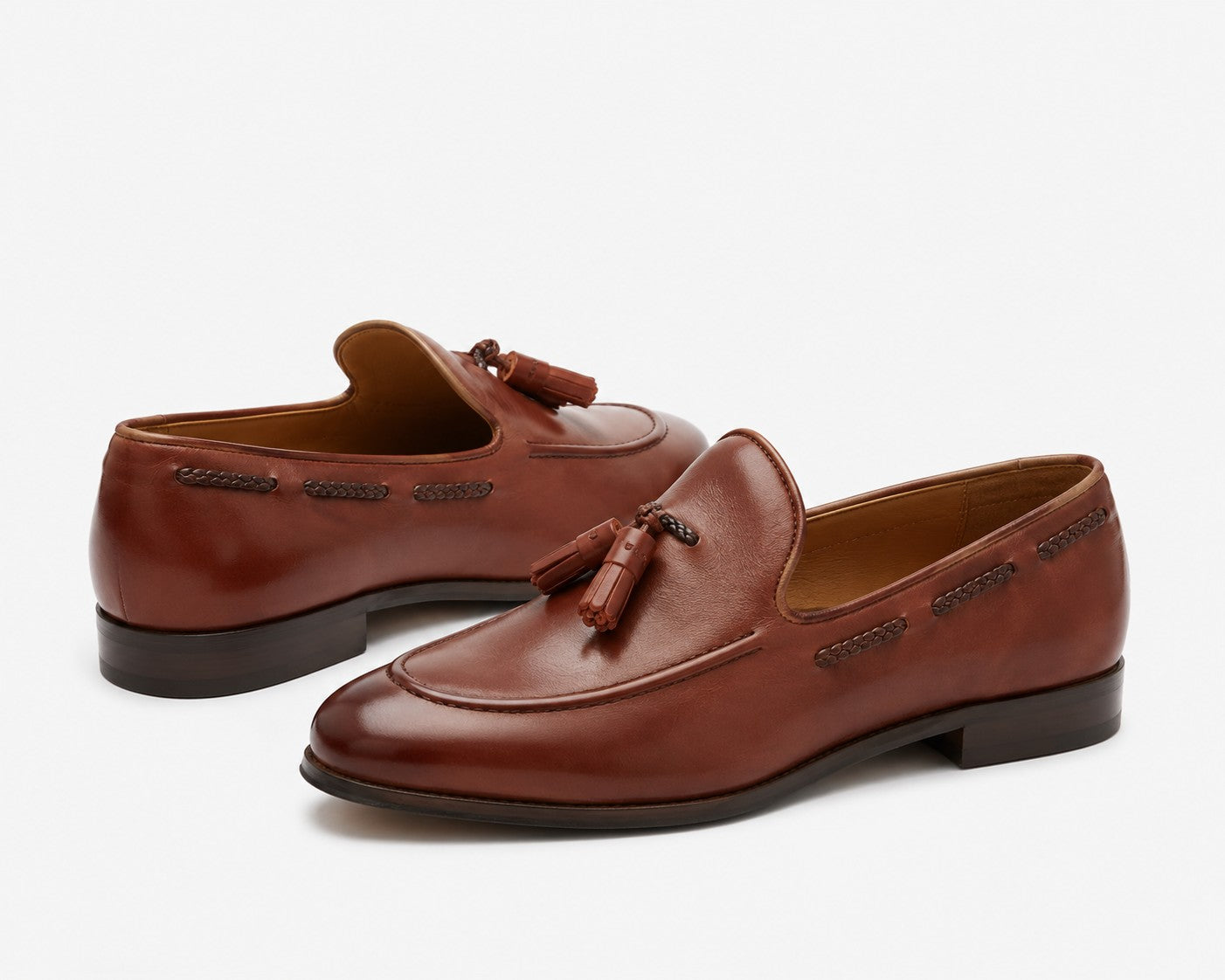 Noak Mens Made in Portugal Loafers With Tassel Detail in Brown Leather