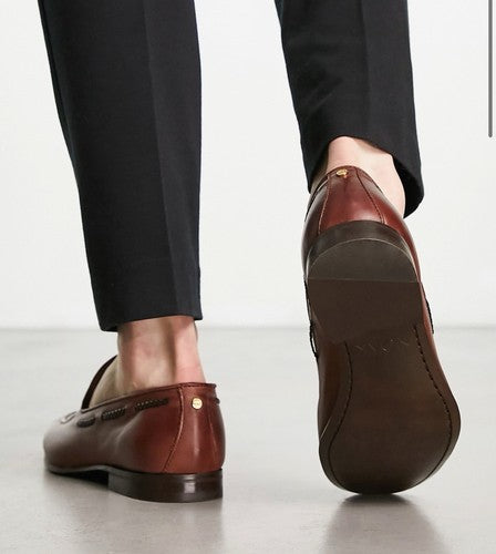 Noak Mens Made in Portugal Loafers With Tassel Detail in Brown Leather