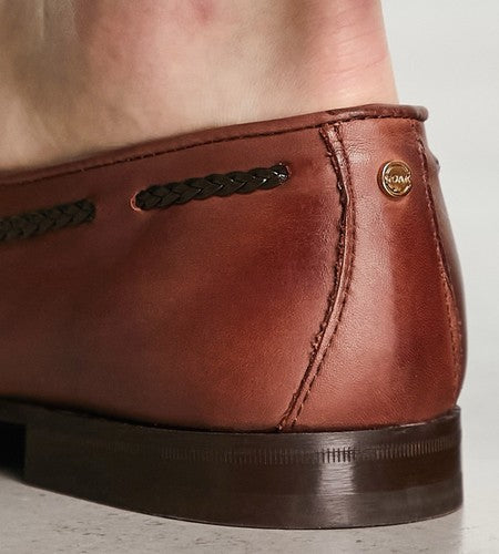 Noak Mens Made in Portugal Loafers With Tassel Detail in Brown Leather