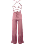 Rebellious Fashion Women's Pink Satin Cowl Neck Jumpsuit