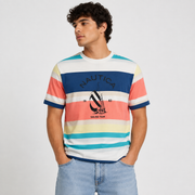 Nautica Men's Tuttle Oversized Stripe T-Shirt in Blue