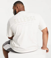 Mens Ellesse Plus T-Shirt Sweat With Back Print in Off White