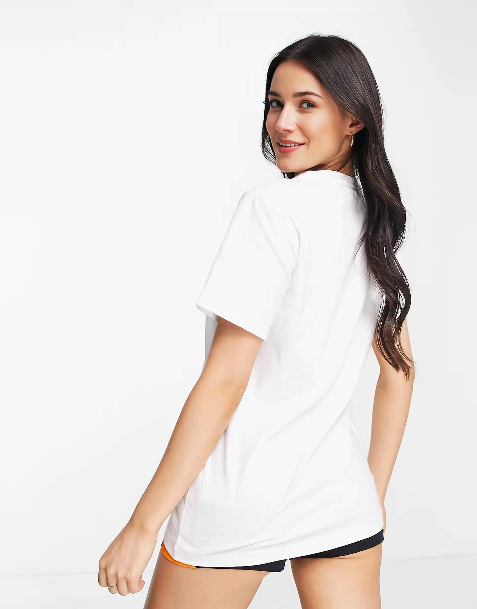 Womens Ellesse Boyfriend T-Shirt With Branding in White